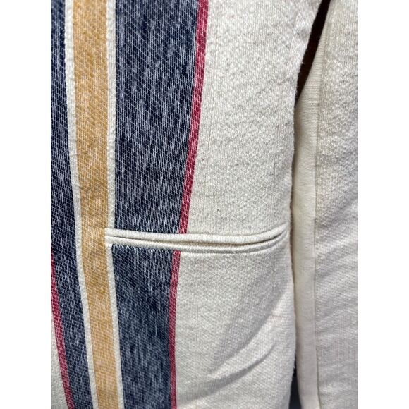 BCBGMaxazria Blazer womens small Cream striped Jacket pockets Office‎ - Picture 5 of 7